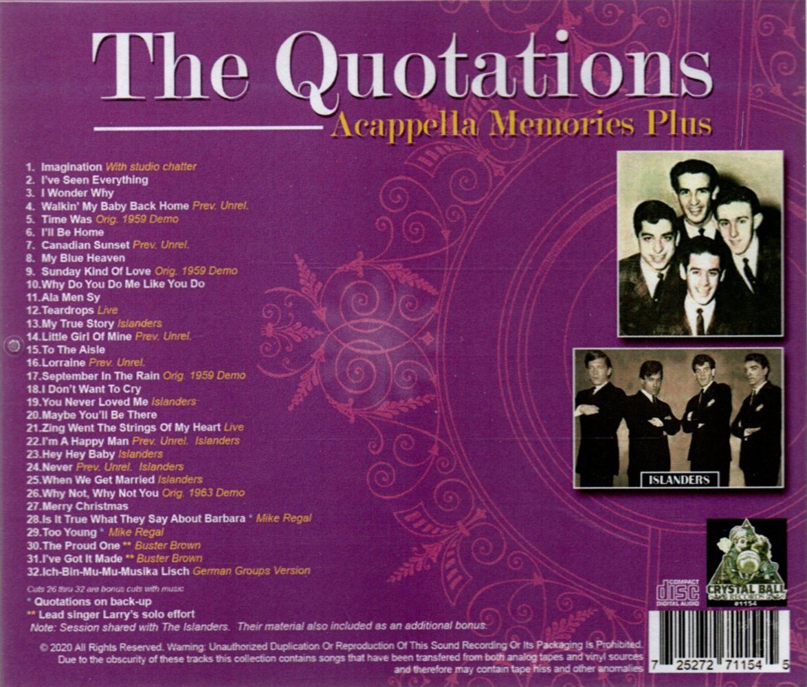 (image for) Acapella Memories Plus - 32 Cuts - 5 Previously Unreleased