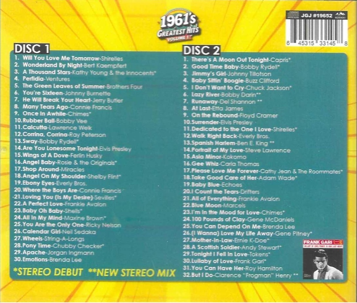 (image for) 1961's Greatest Hits, Vol. 1 (2 CD)
