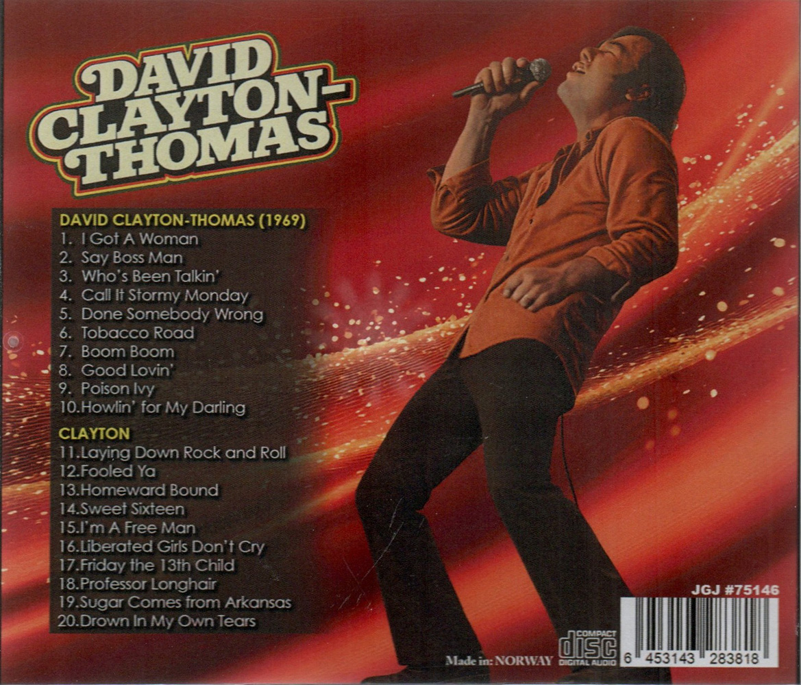 (image for) 2 LPs on 1 CD: David Clayton Thomas (1969) & Clayton