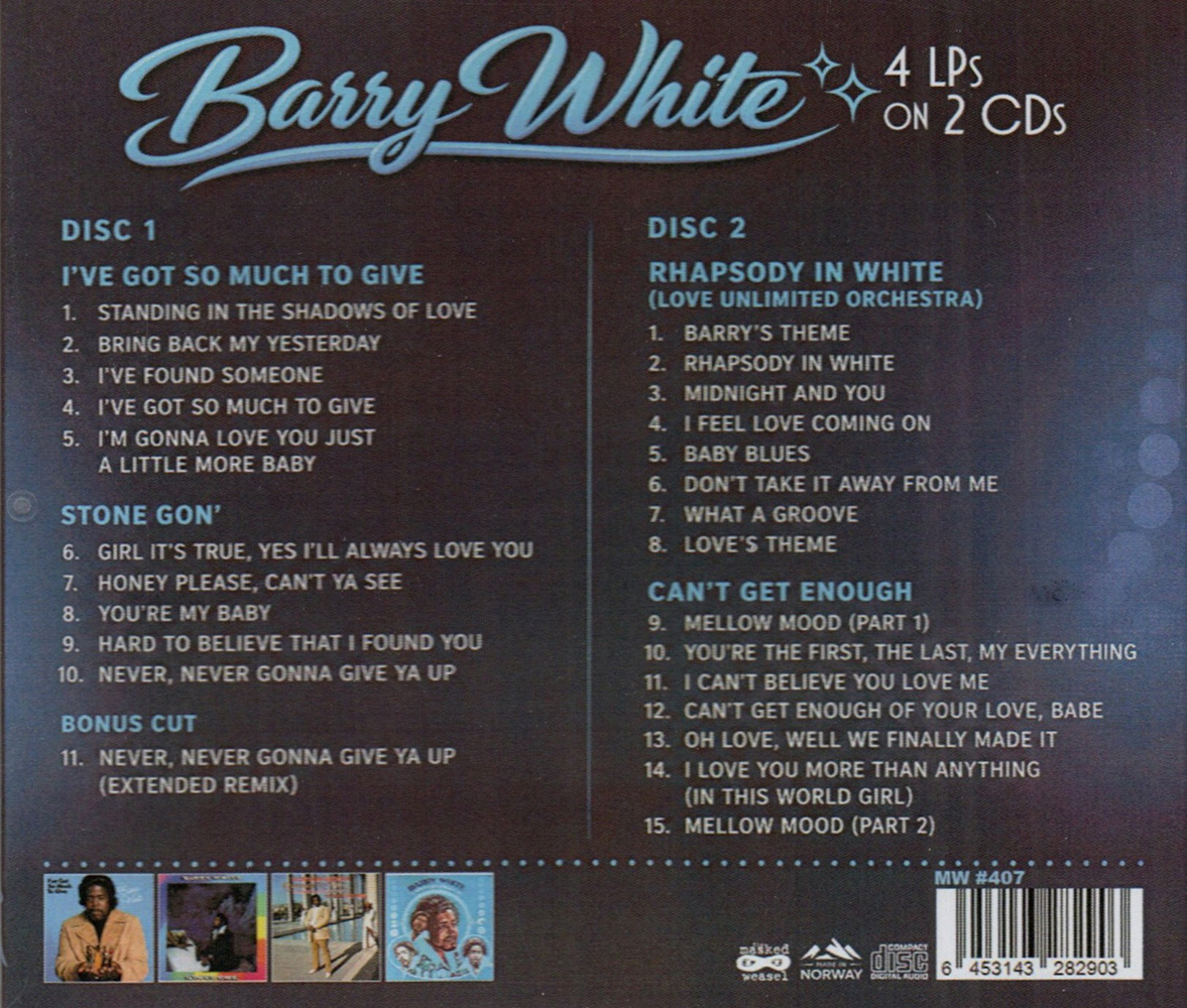 (image for) 4 LPs on 2 CDs: I've Got So Much To Give / Stone Gon' / Rhapsody In White / Can't Get Enough (2 CD)