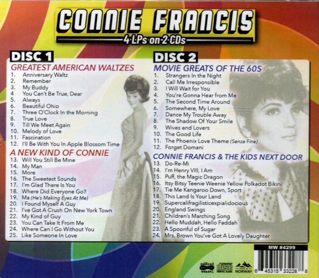(image for) 4 LPs on 2 CDs (Greatest American Waltzes / New Kind of Connie / Movie Greats of the 60s / Kids Next Door (2 CD)