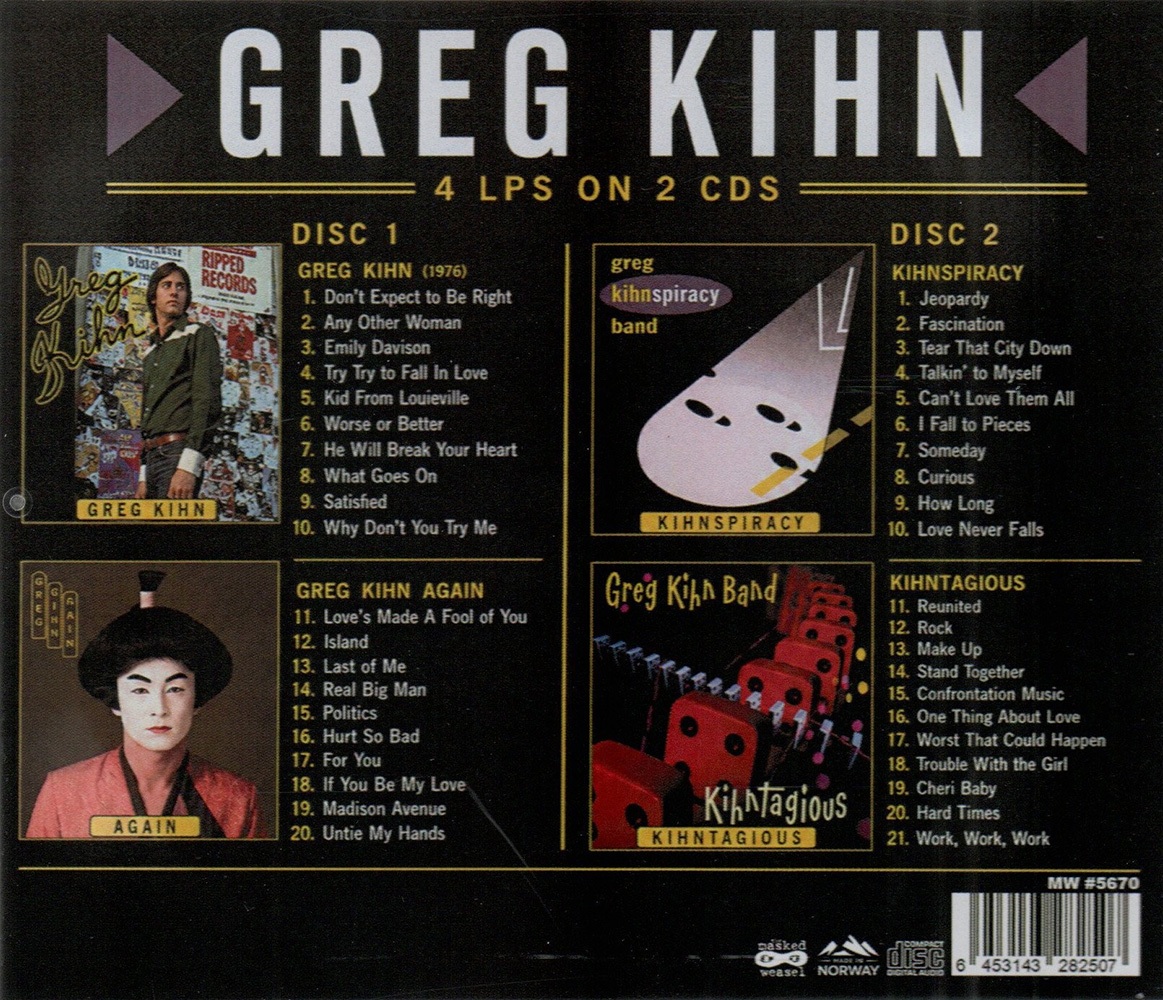 (image for) 4 LPs on 2 CDs: Greg Kihn / Again / Kihnspiracy / Kihntagious (2 CD)