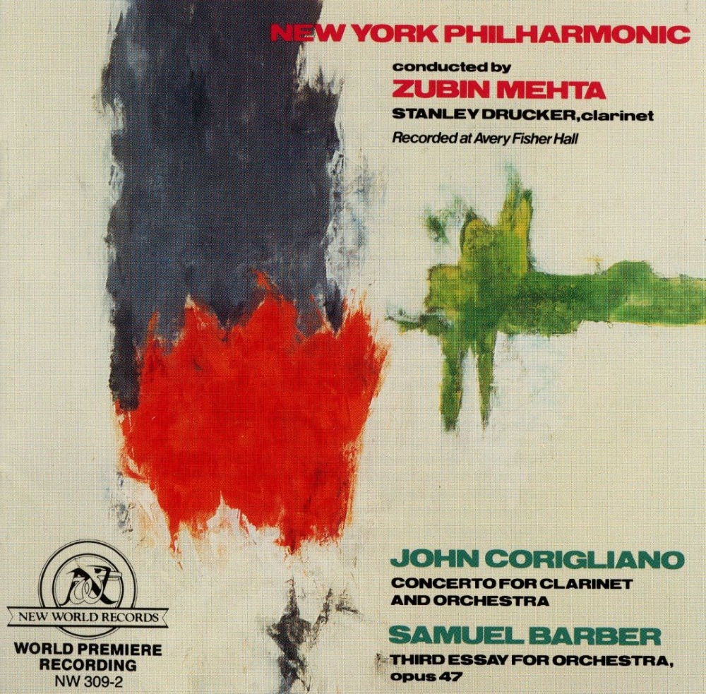 (image for) John Corigliano-Concerto For Clarinet And Orchestra / Samuel Barber-Third Essay For Orchestra, Opus 47