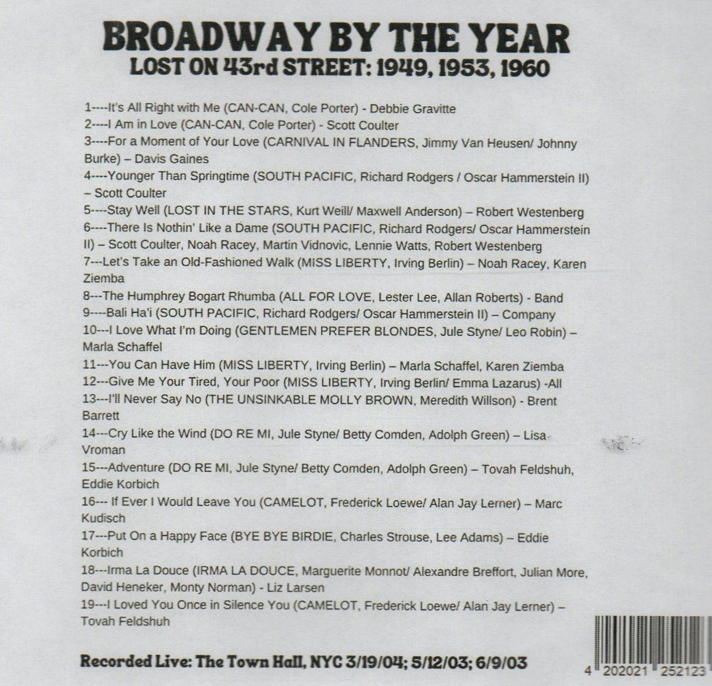 (image for) Broadway By The Year - Lost on 43rd Street: 1949, 1953, 1960