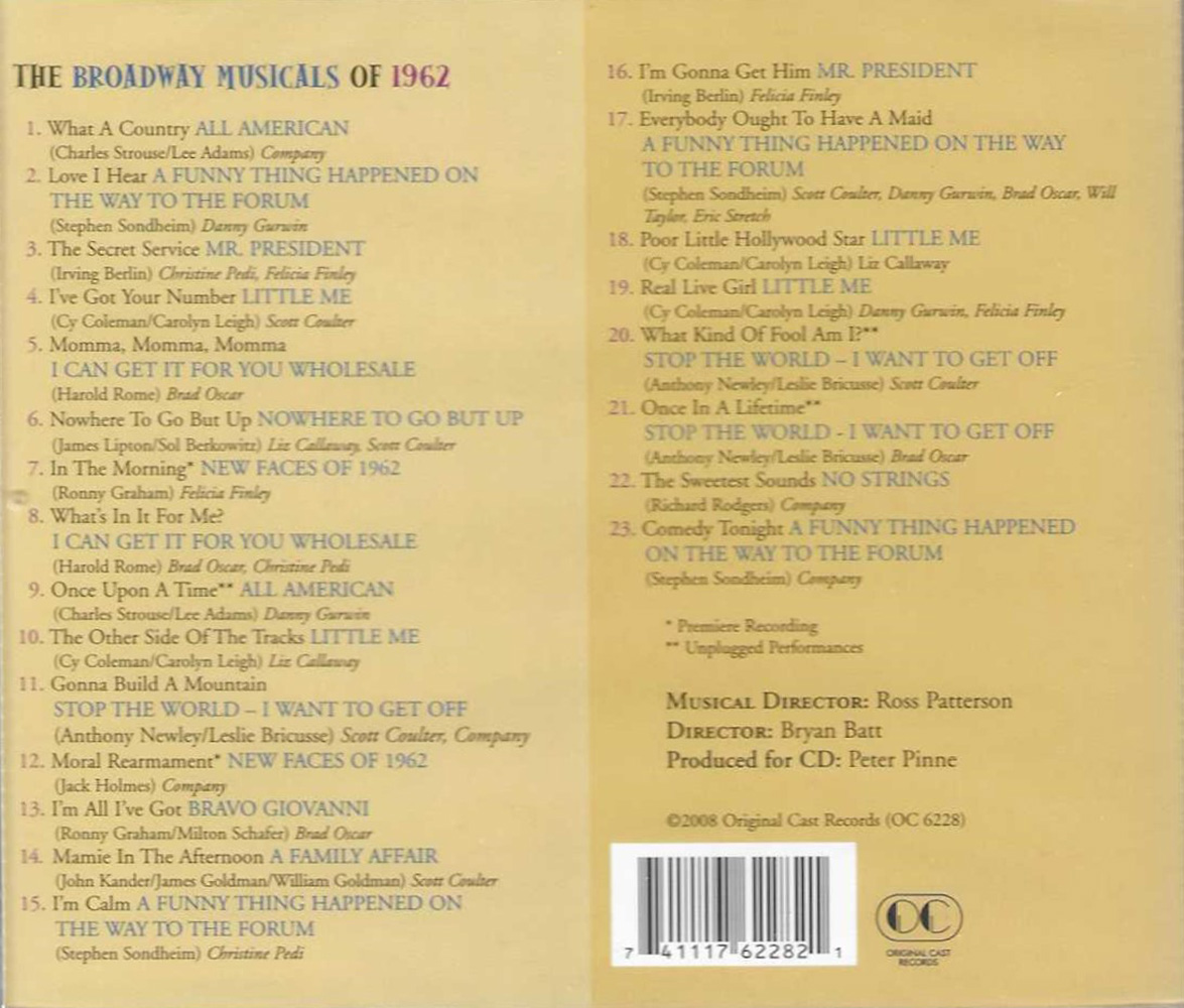 (image for) Broadway Musicals of 1962
