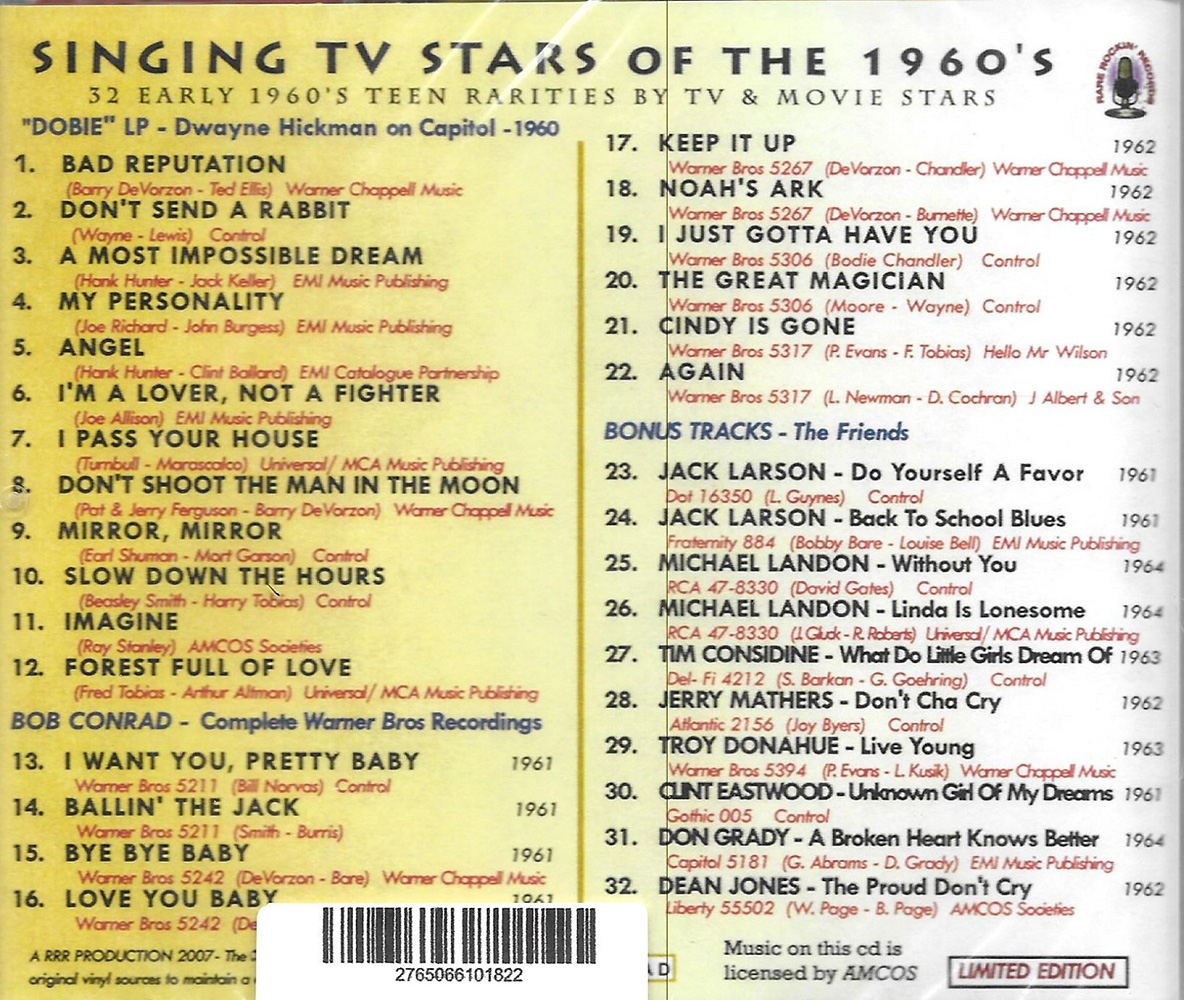 (image for) Singing TV Stars Of The 1960's