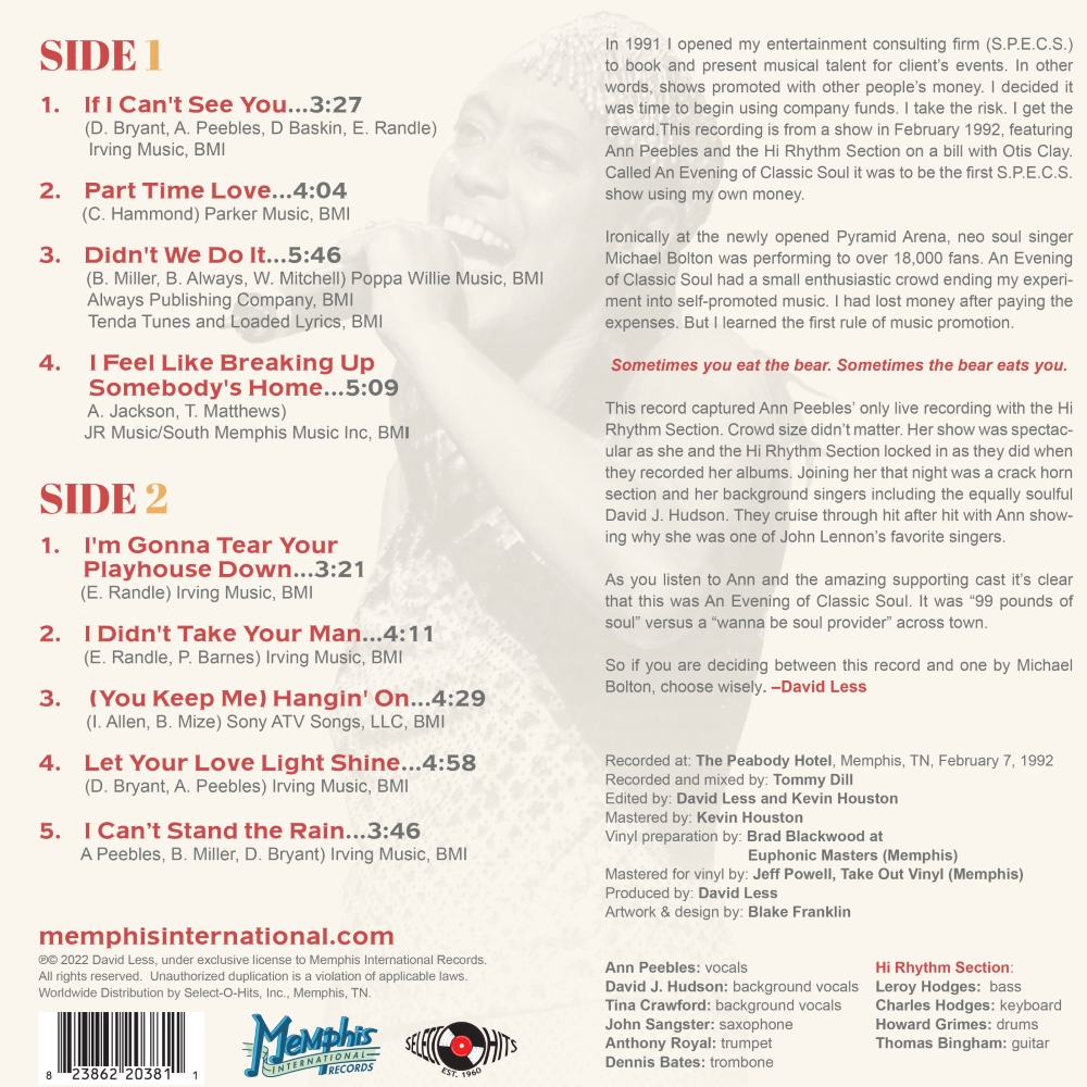 (image for) Live In Memphis (LP)